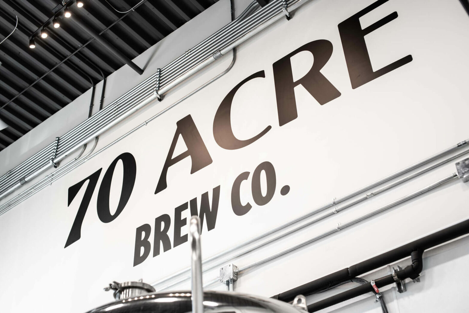 70 Acre logo on the wall of the brewery
