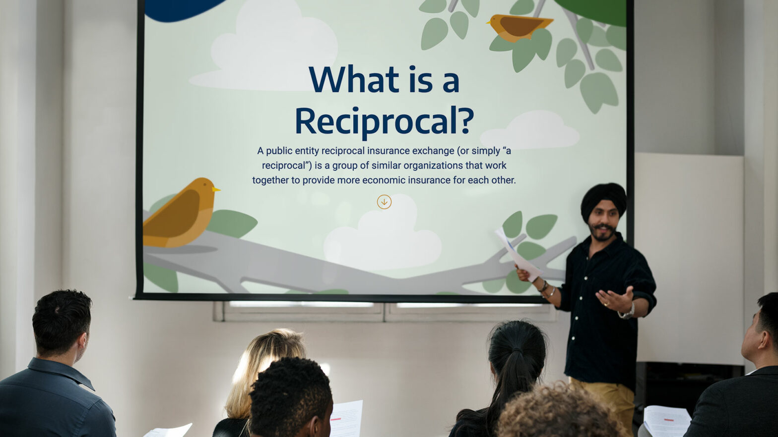 Presentation for RMA Insurance teaching people what a reciprocal is for Genesis